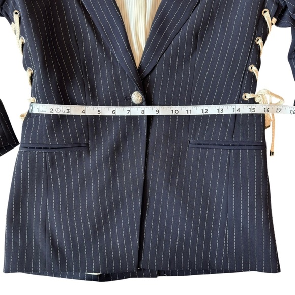Veronica Beard Taylor Striped Lace-Up Blazer. Size 8. - Picture 10 of 14
